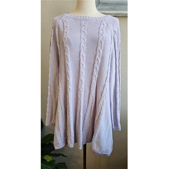 Soft Surroundings Women's Cable Knit Cozy Tunic Pullover Sweater Size L Lavender - Picture 1 of 6